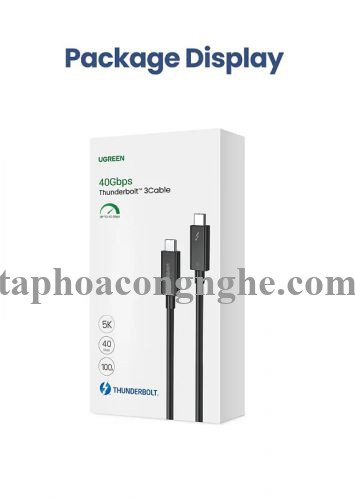 Ugreen 70951 0.8M 40Gbps 100W USB 3.1 cáp USB type C Thunderbolt 3 hỗ trợ PD màu đen US341 30070951